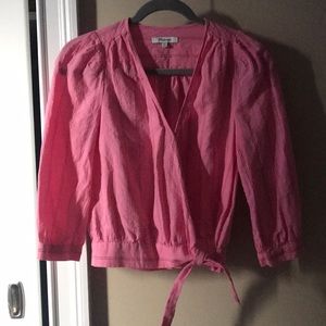 Madewell Pink wrap shirt, XS, 100% cotton
